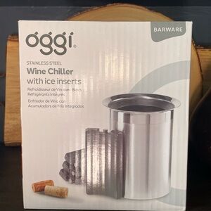 Oggi Silver Wine Chiller with Ice Inserts